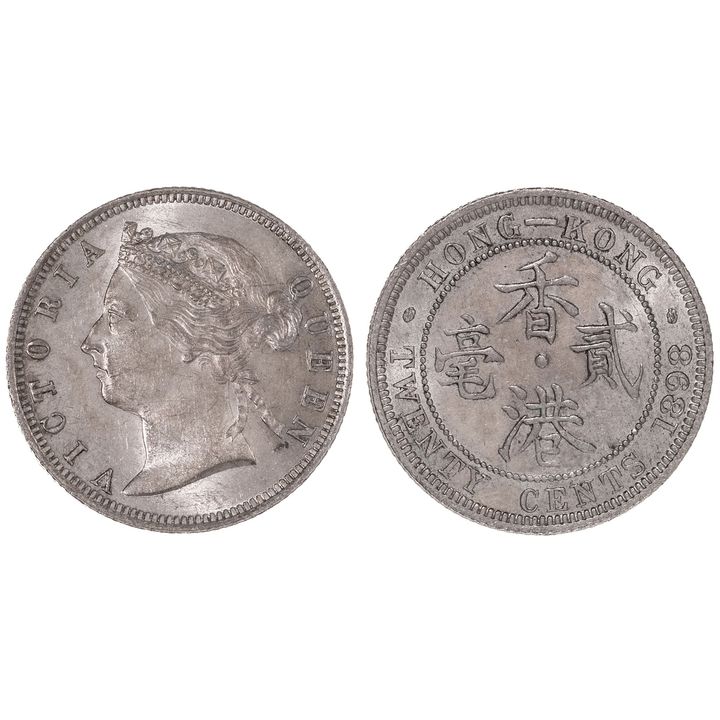 Hong Kong, Victoria, Twenty Cents, 1898,  UNC