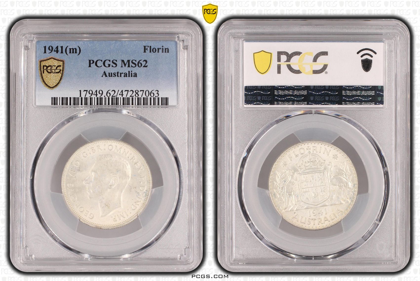 George VI, Florin, 1941(m), PCGS MS62