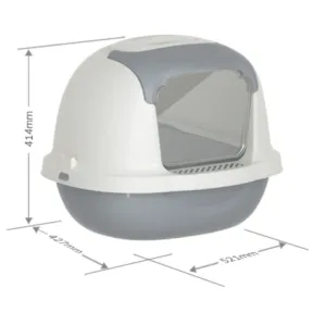 UrbanPets Fully Enclosed Hooded Cat Litter Box with Litter Scoop Grey / White |