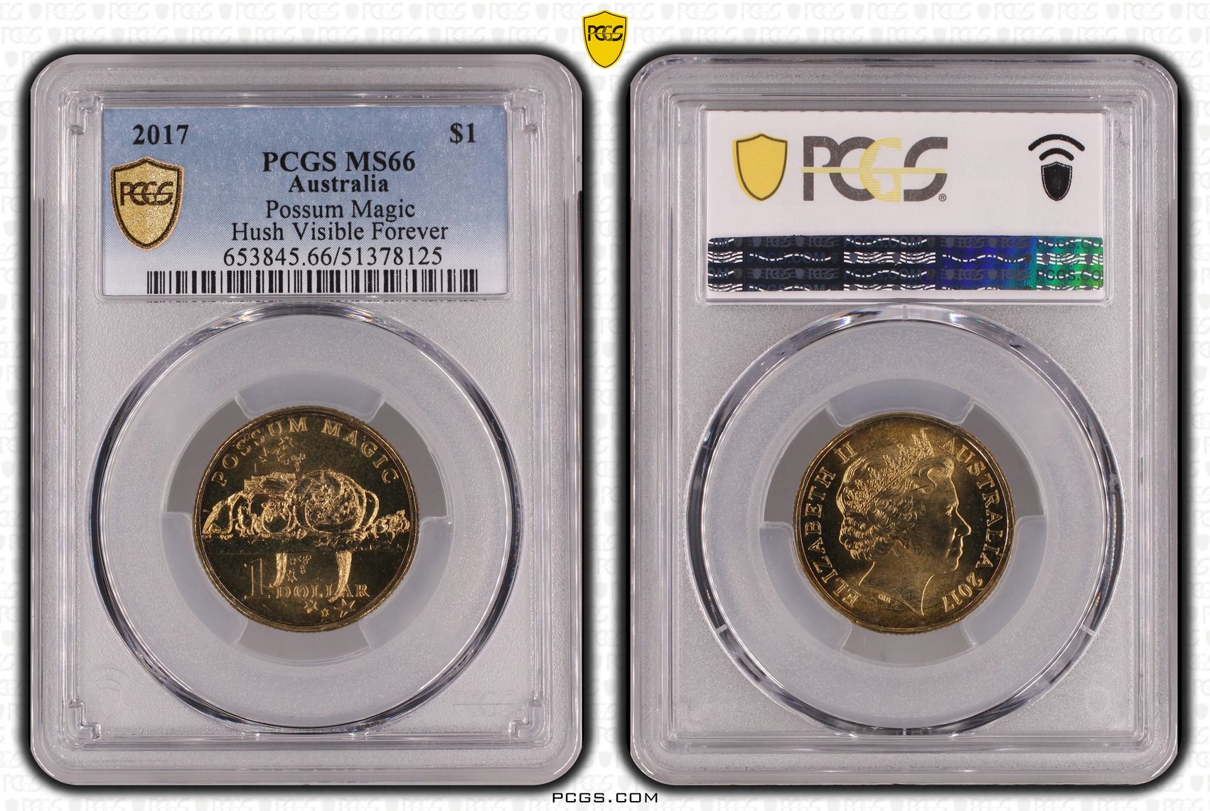 Possum Magic - Hush Visible Forever, One Dollar, 2017, PCGS MS66