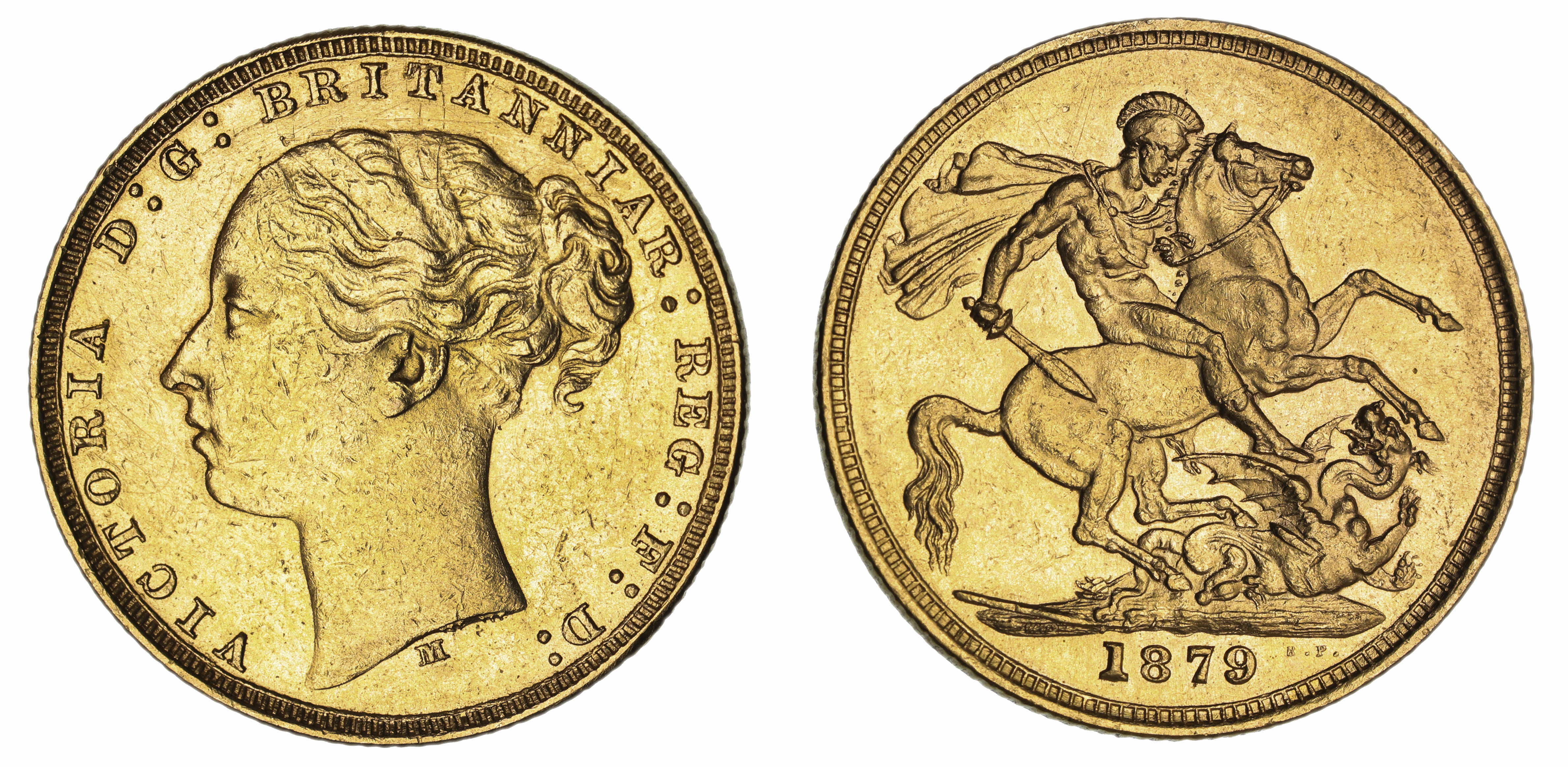 Victoria, St. George Reverse - Melbourne Mint - Young, Sovereign, 1879, EF