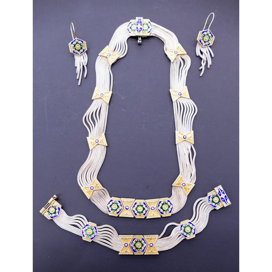 Anatoli Sterling & Enamel 3pc Jewelry Suite- 112g TW