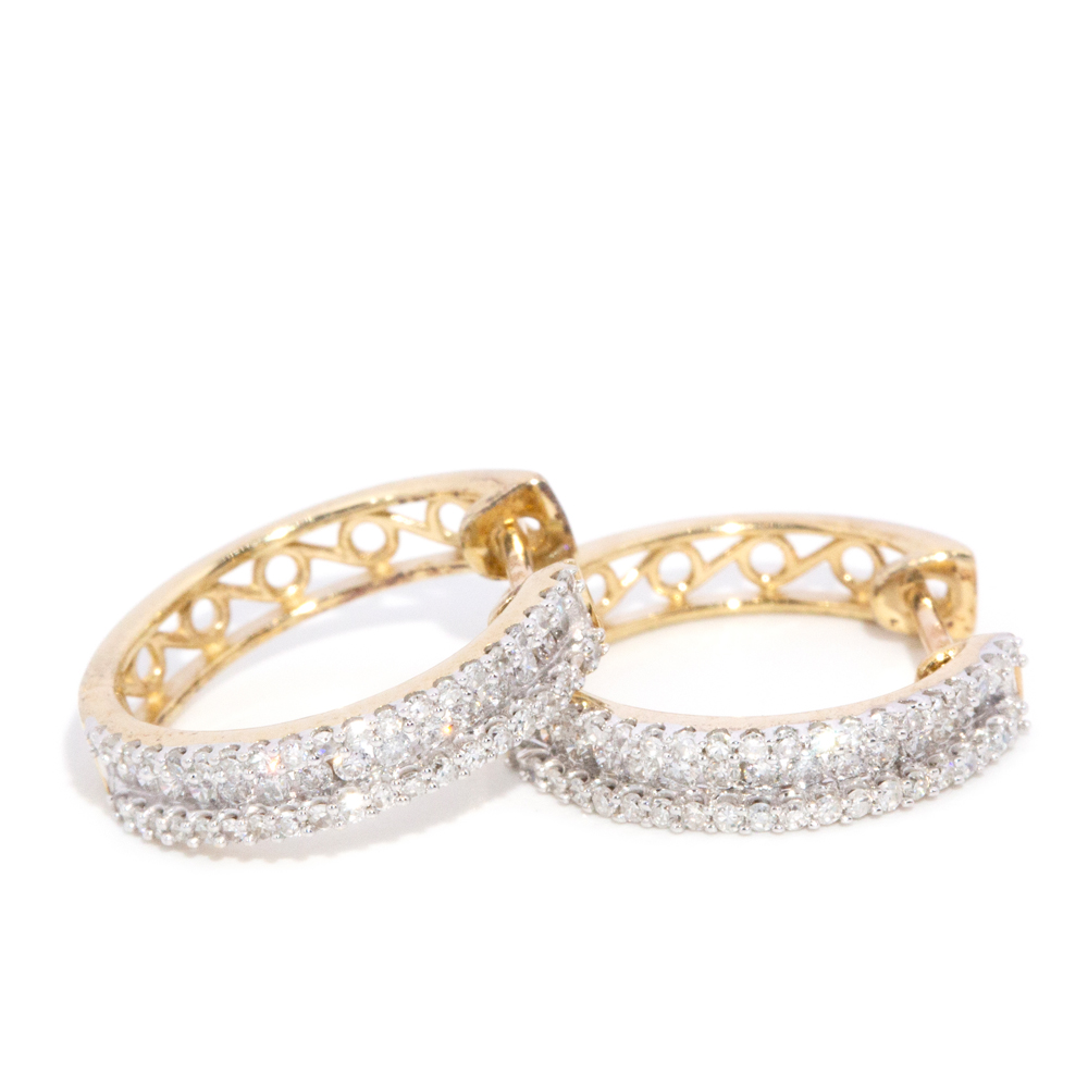 90 · 9 Carat Yellow Gold & Diamond Huggie Earrings