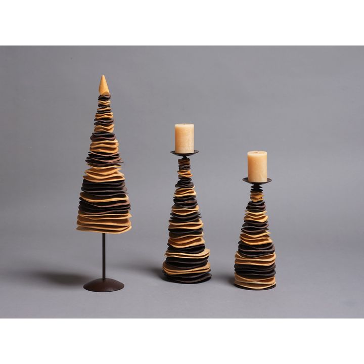 Decorative tree form and two matching candelabras