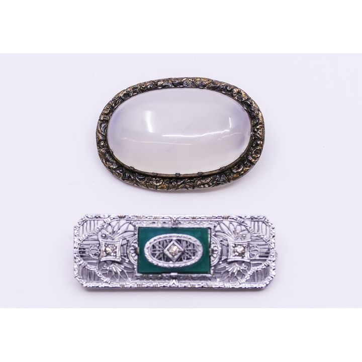 Box 2pc Antique Brooches