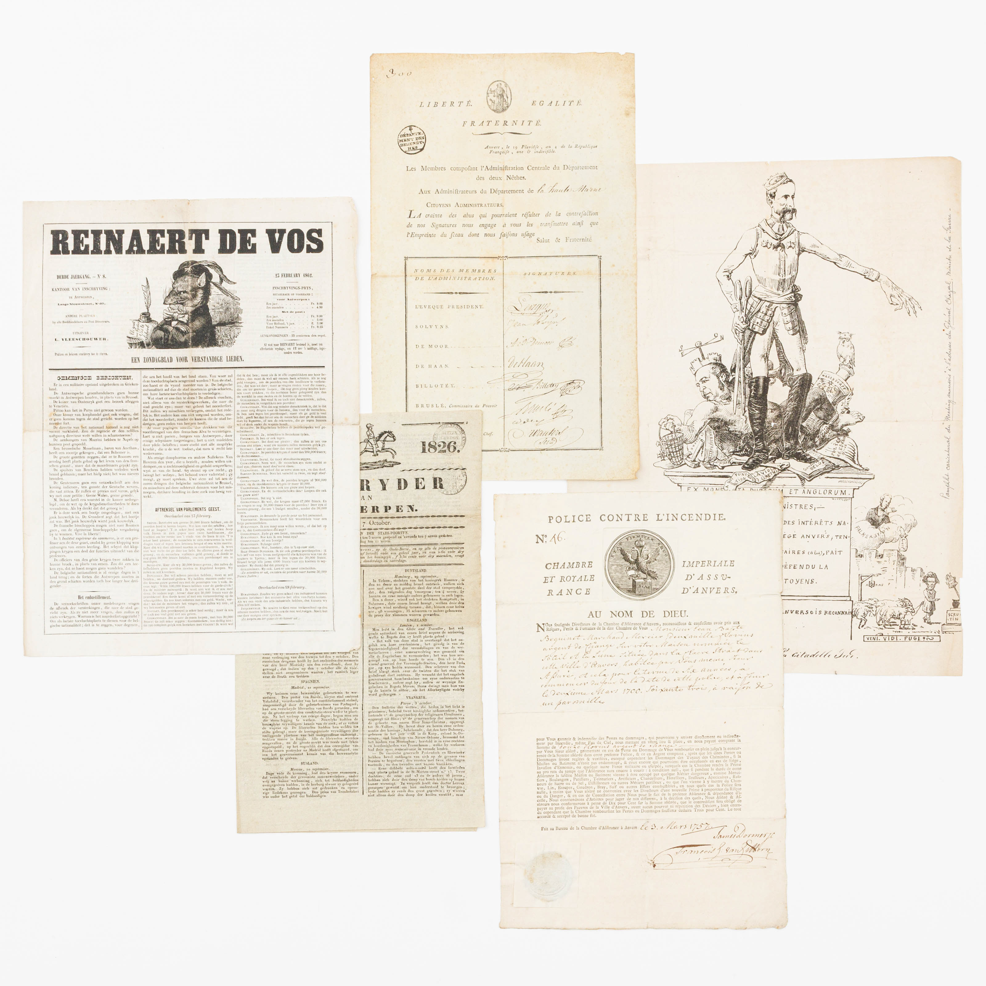 A set of five old documents concerning Antwerp – kavel bij Bernaerts, Antwerp