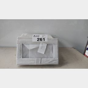COTTON-LINEN HOUSEHOLD FOLDABLE STORAGE CONTAINER BOX KEY RING - PACK OF 6 - COTTON-LINEN BLEND FABRIC / SEE-THROUGH WINDOW