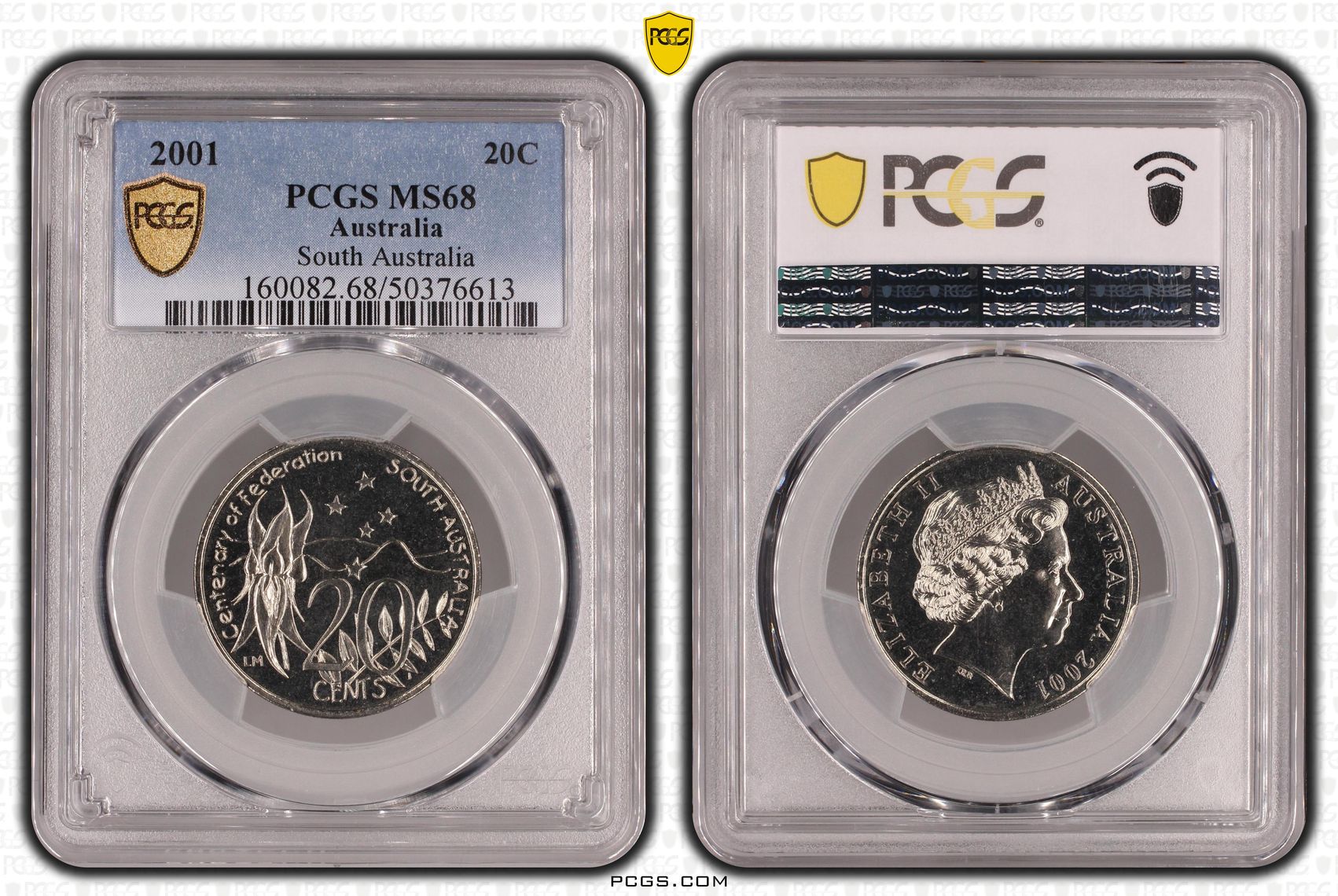 52 · South Australia, Twenty Cent, 2001, PCGS MS68