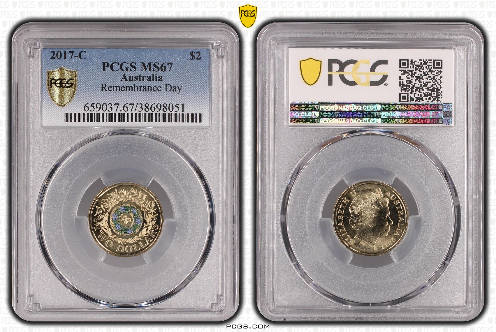 Remembrance Day, Two Dollar, 2017-C, PCGS MS67