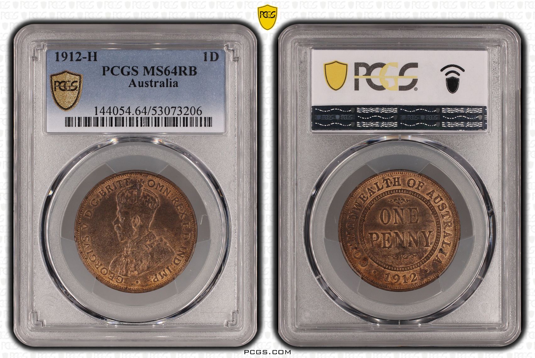 George V, Penny, 1912 - H, PCGS MS64RB