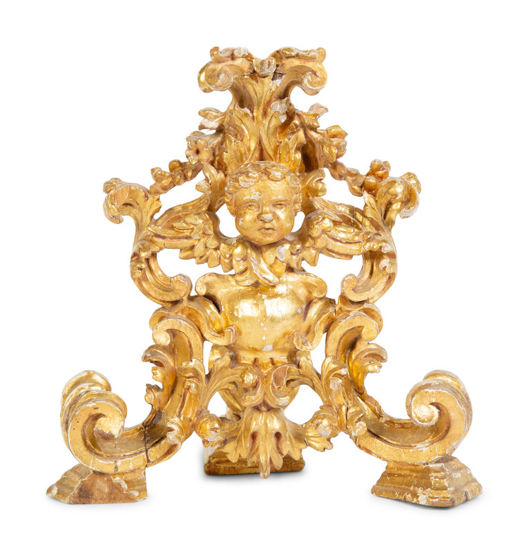 An Italian Giltwood Figural Pricket
Height 9 1/2 inches.