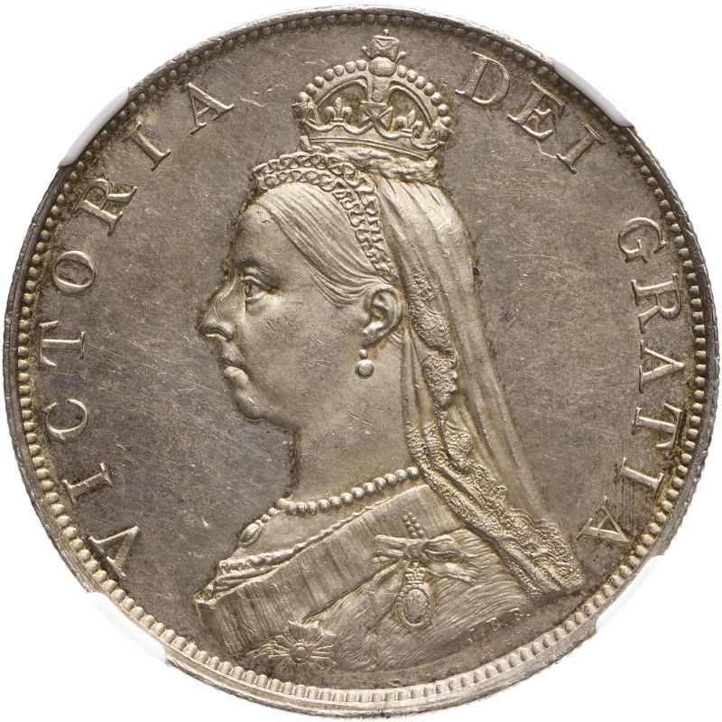 United Kingdom, Victoria, 1887 Silver Double Florin, Roman I - NGC