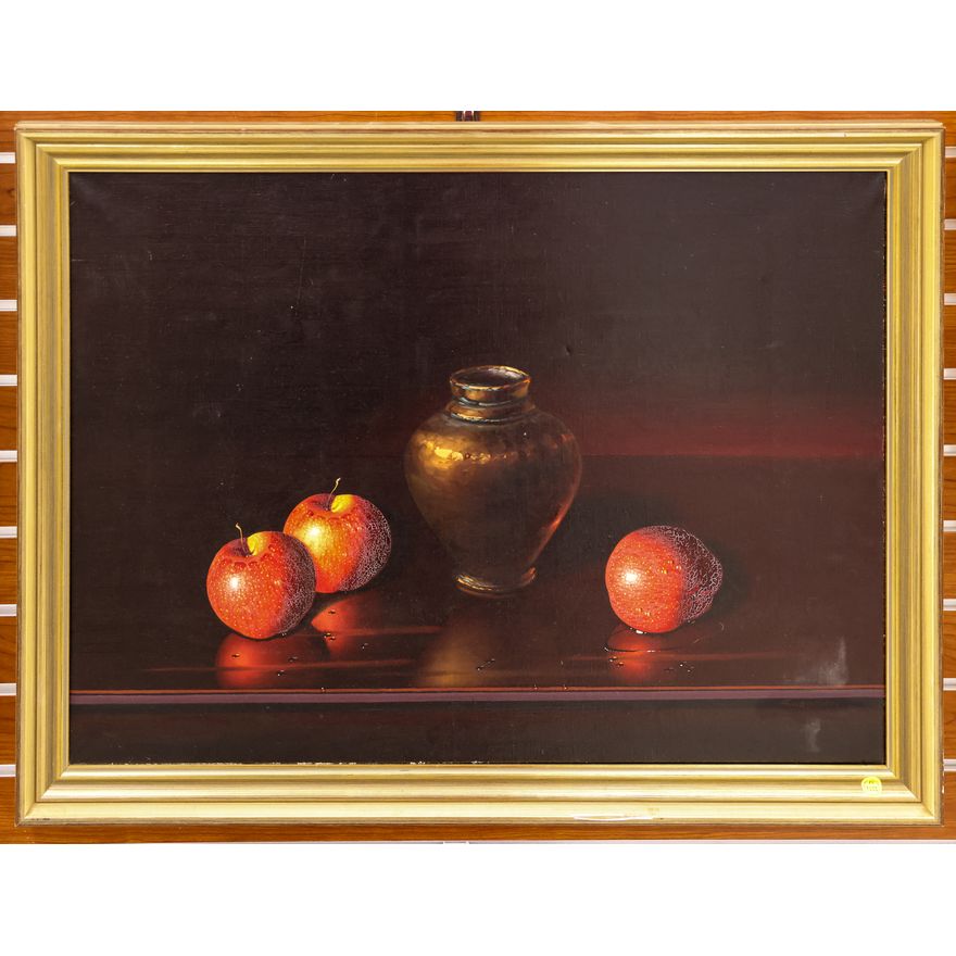 F. Guarnieri (Italian) ''Apple Still Life'' Oil Painting Framed 27''x34''