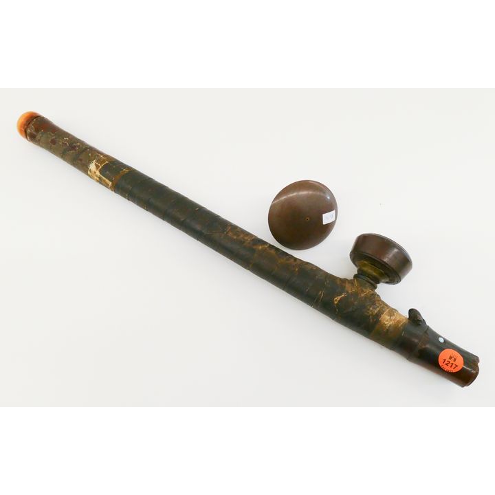Antique Chinese Opium Pipe w/ Extra Bowl- AS IS- 21''