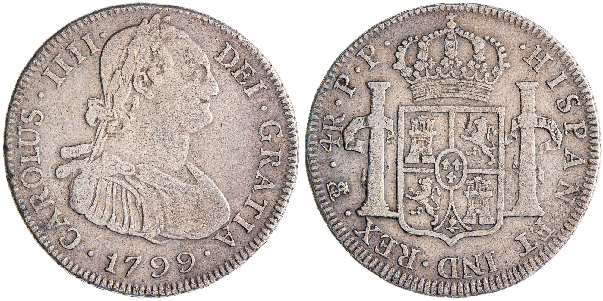 Bolivia, Charles IV, Twenty Reales, 1799, aFine