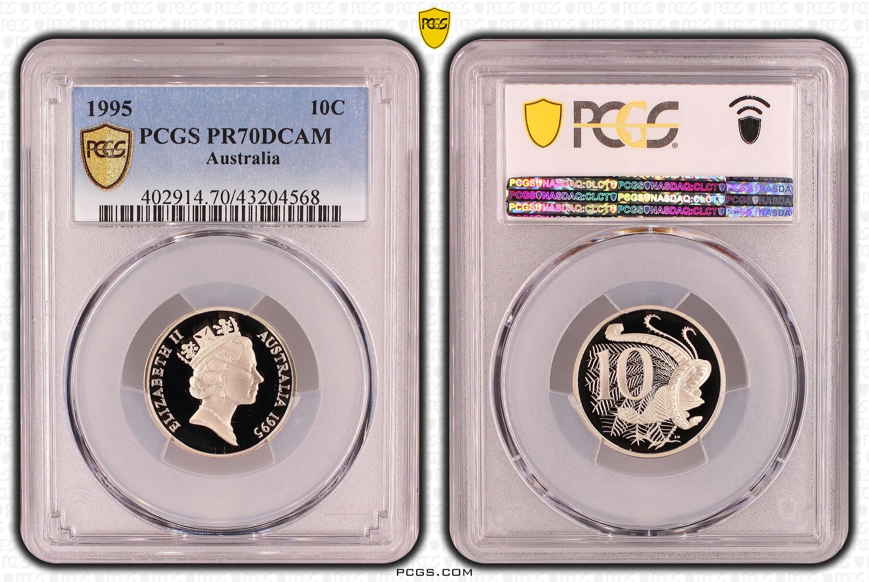 Elizabeth II, Ten Cent, 1995, PCGS PR 70DCAM