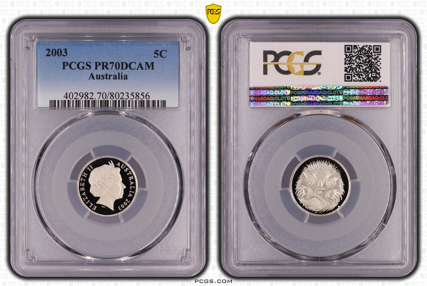 Top pop, Five Cent, 2003, PCGS PR70DCAM