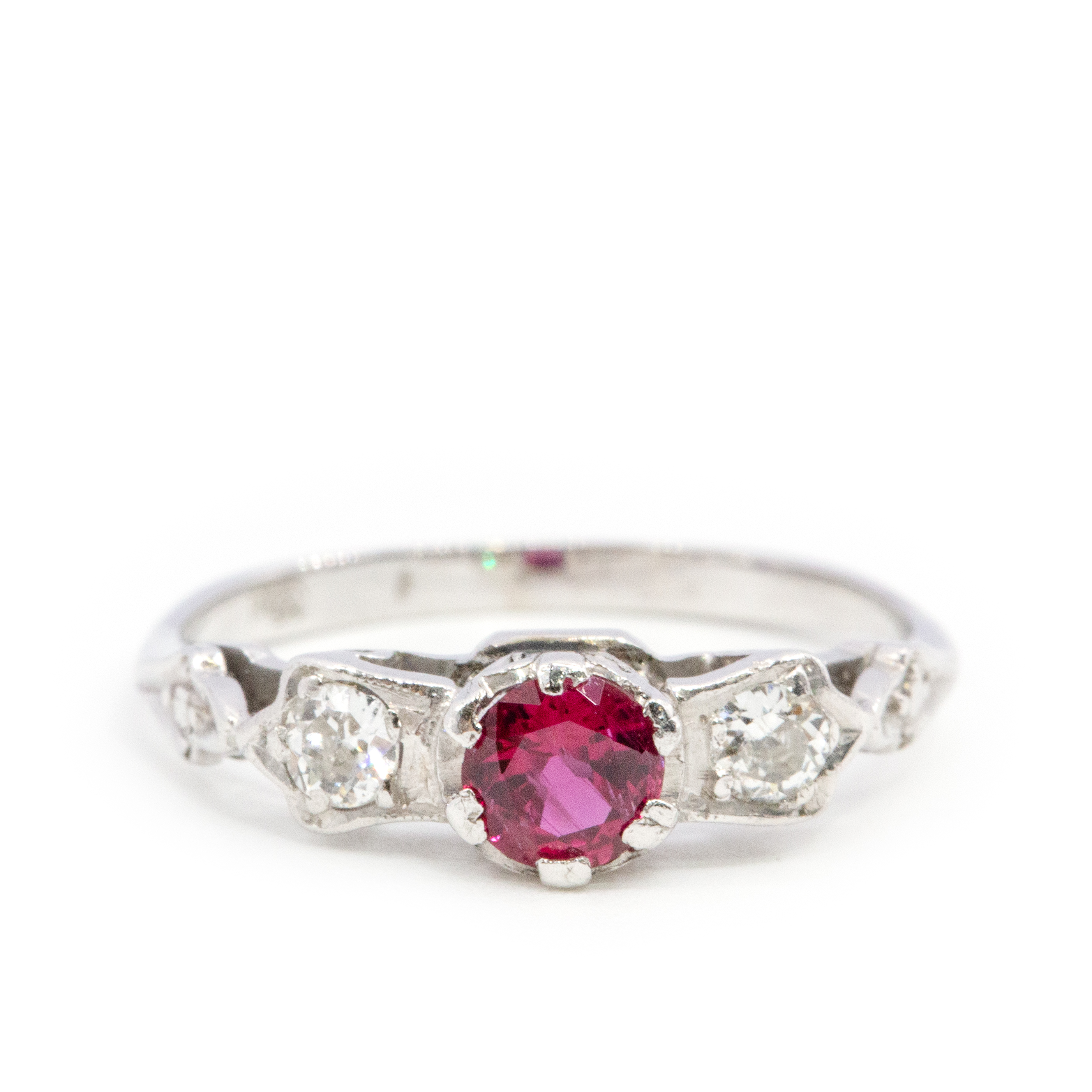 Antique Ruby & Old Cut Diamond Ring 18ct Gold