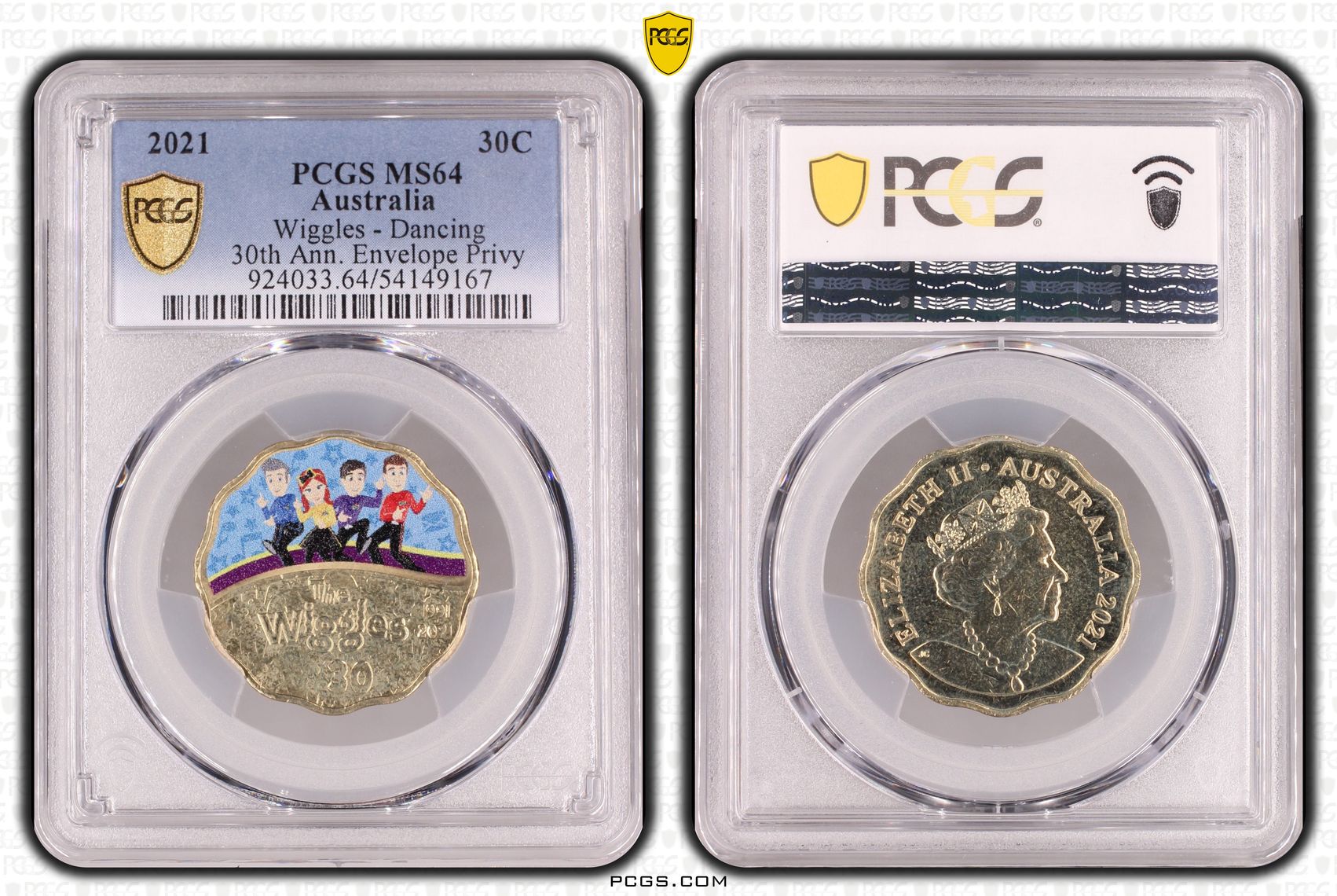 Wiggles - Dancing 30th Ann. Envelope Privy, Thirty Cent, 2021, PCGS MS64