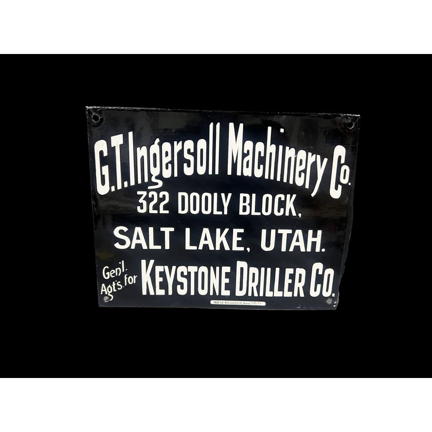 Keystone Driller Company Salt Lake, Utah Porcelain Sign