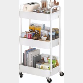 SYWHITTA 3-TIER PLASTIC ROLLING UTILITY CART WITH HANDLE, MULTI-FUNCTIONAL STORAGE TROLLEY FOR OFFICE, LIVING ROOM, KITCHEN, MOVAB