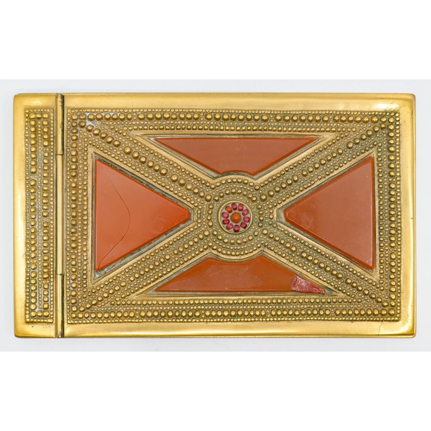 Tiffany Studios 1023 Byzantine Bronze Desk Pad 7.5'' - Some damage to enamel