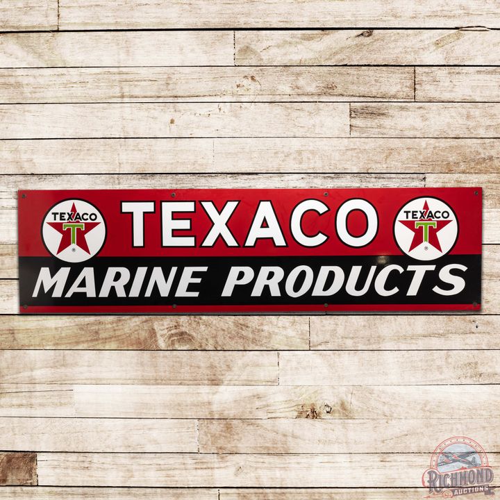 Impressive Texaco Marine Products 8' Single Sided Porcelain Sign w Logos "White T"