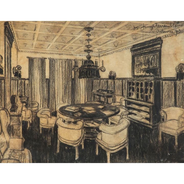Henryk Uziembło | Wnętrze dworu Uziembłów w Batowicach, 1913 r.