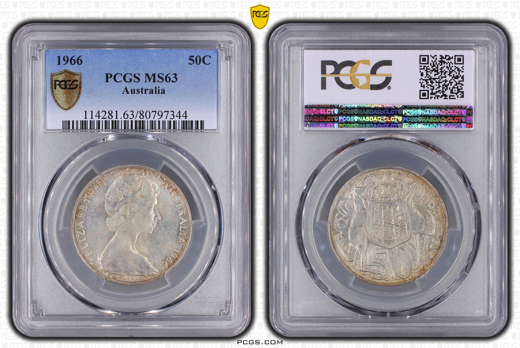 Elizabeth II, Fifty Cent, 1966, PCGS MS63