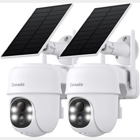 CINNADO SOLAR CCTV CAMERA SYSTEMS - 2K SECURITY CAMERA OUTDOOR WIRELESS, HOUSE SECURITY SOLAR BATTERY POWERED, PIR DETECTION, 360