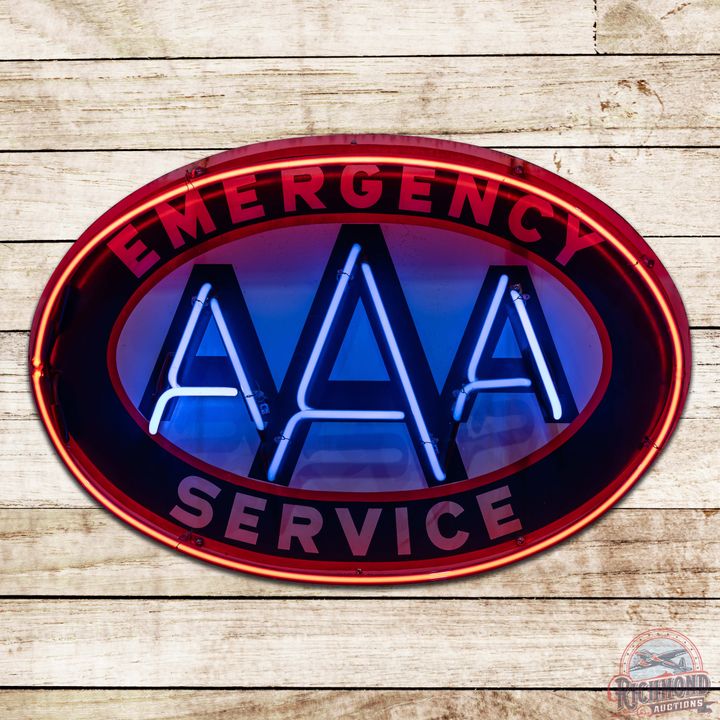 Triple A AAA Emergency Service 3' Single Sided Porcelain Neon Sign