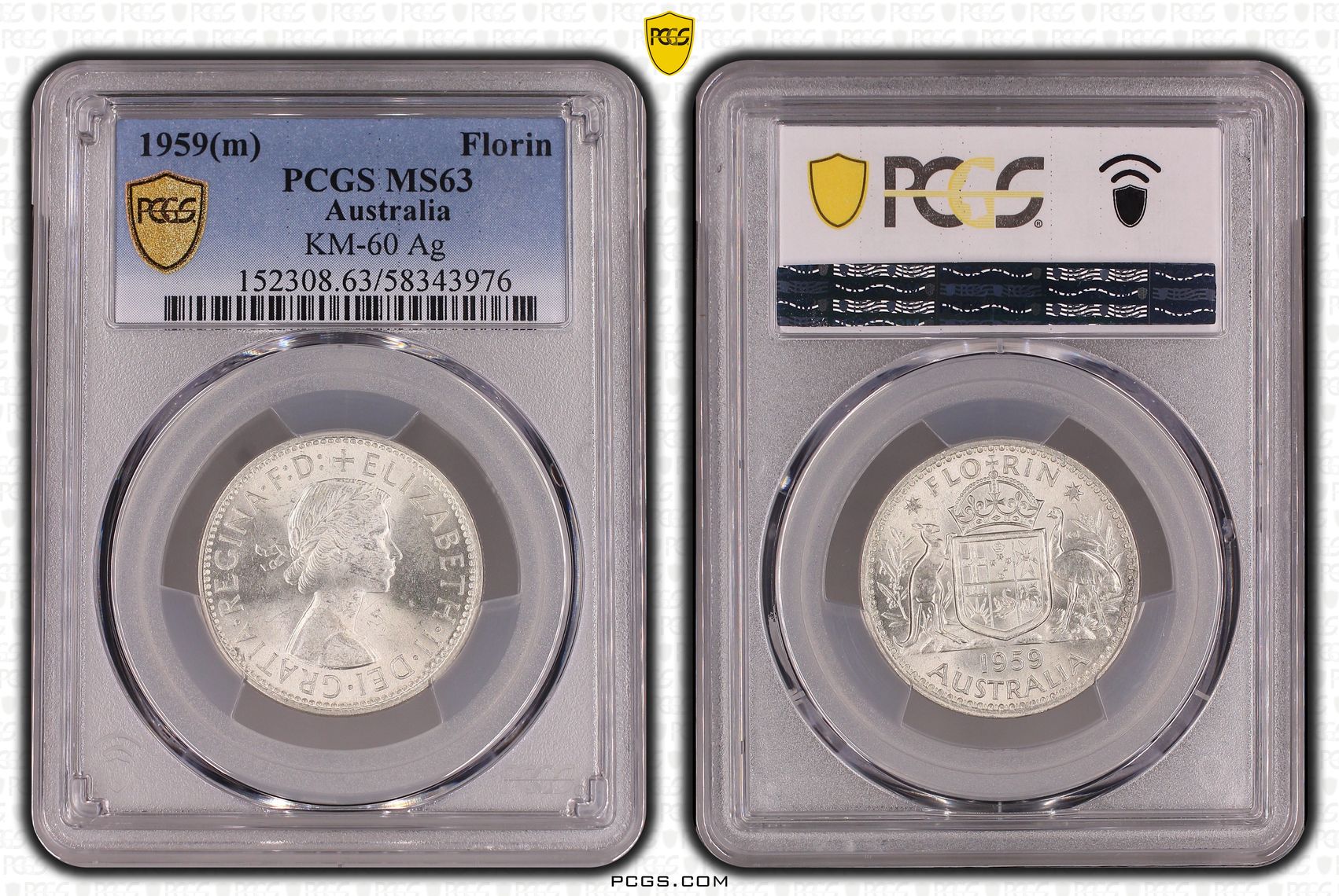 Elizabeth II, Florin, 1959, PCGS MS63