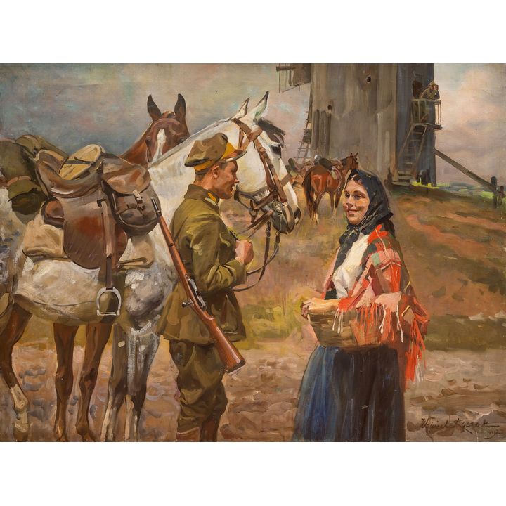 Wojciech Kossak | Spotkanie przy młynie, 1927 r.