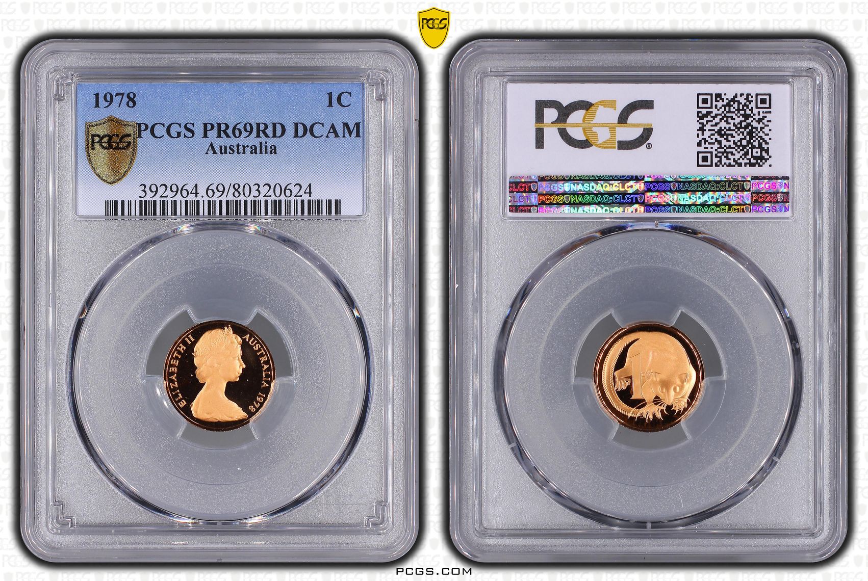 Elizabeth II, One Cent, 1978, PCGS PR69DCAM