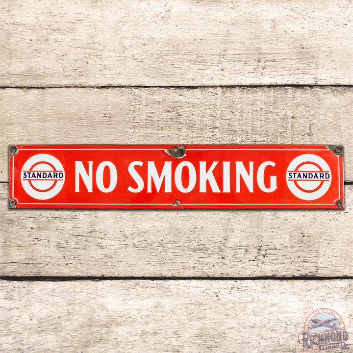 Standard No Smoking SS Porcelain Sign w/ Logo
