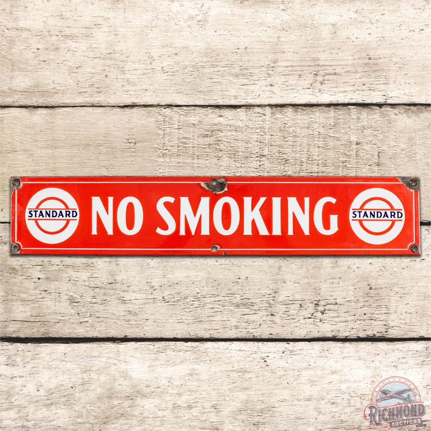 Standard No Smoking SS Porcelain Sign w/ Logo