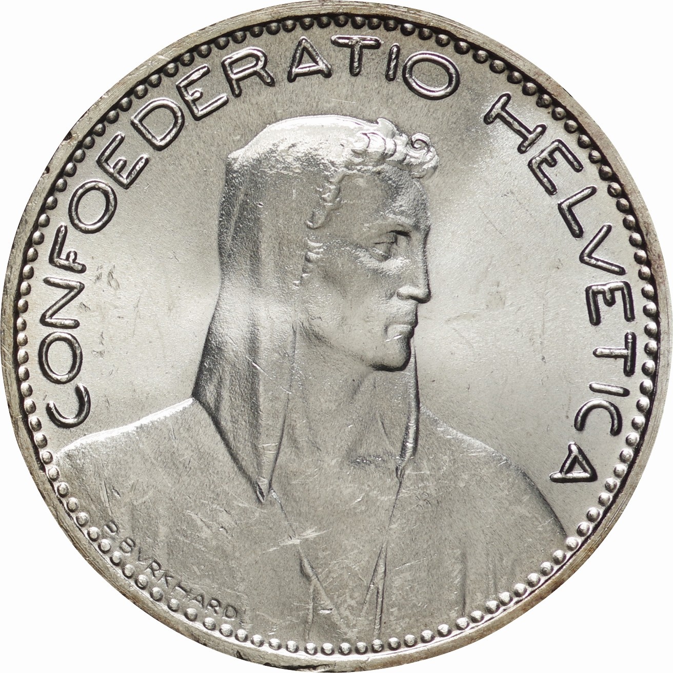 スイス連邦　ウィリアム テル　５フラン銀貨　１９２３ Ｂ