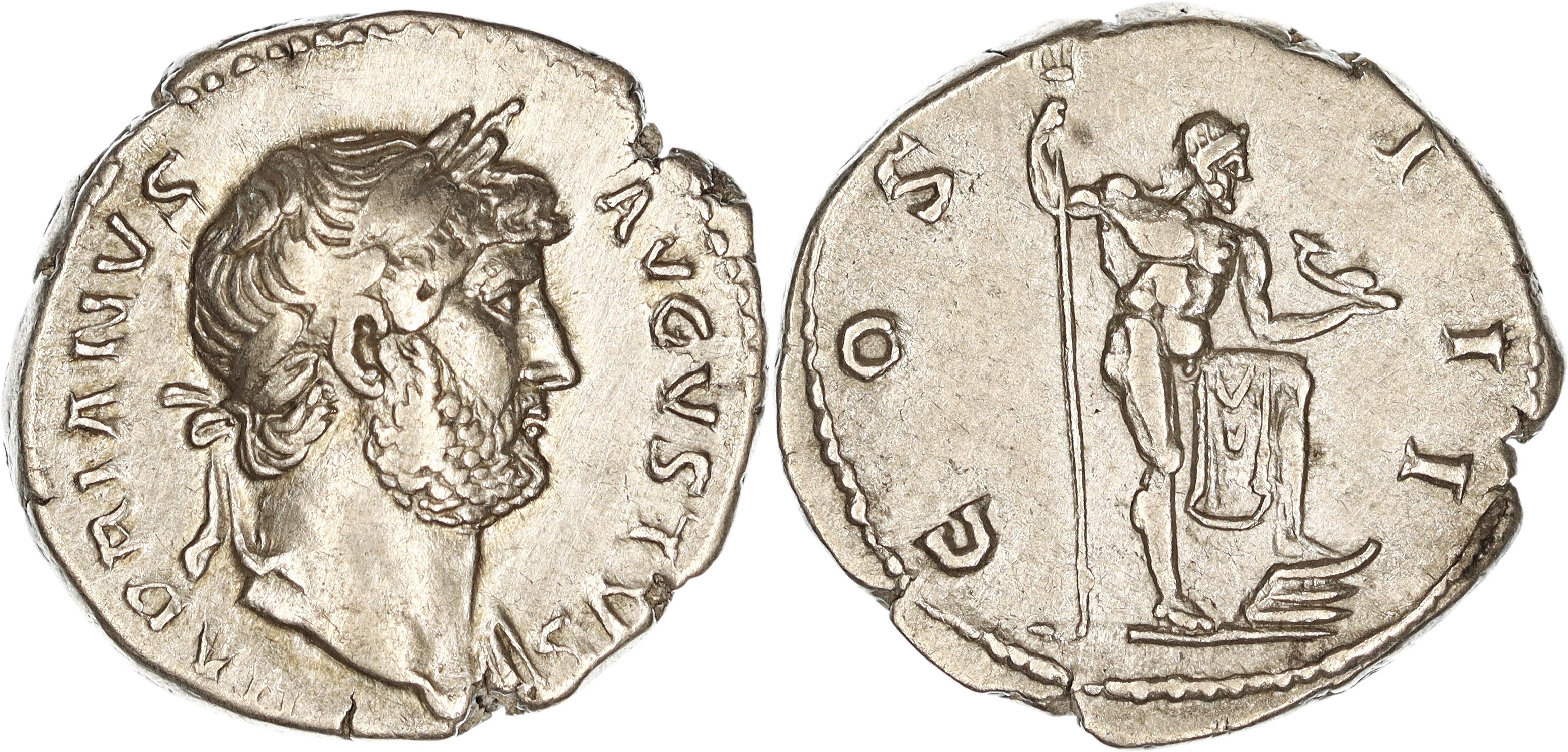 Roman Empire, Hadrian, Silver Denarius, 125-128 AD, VF+