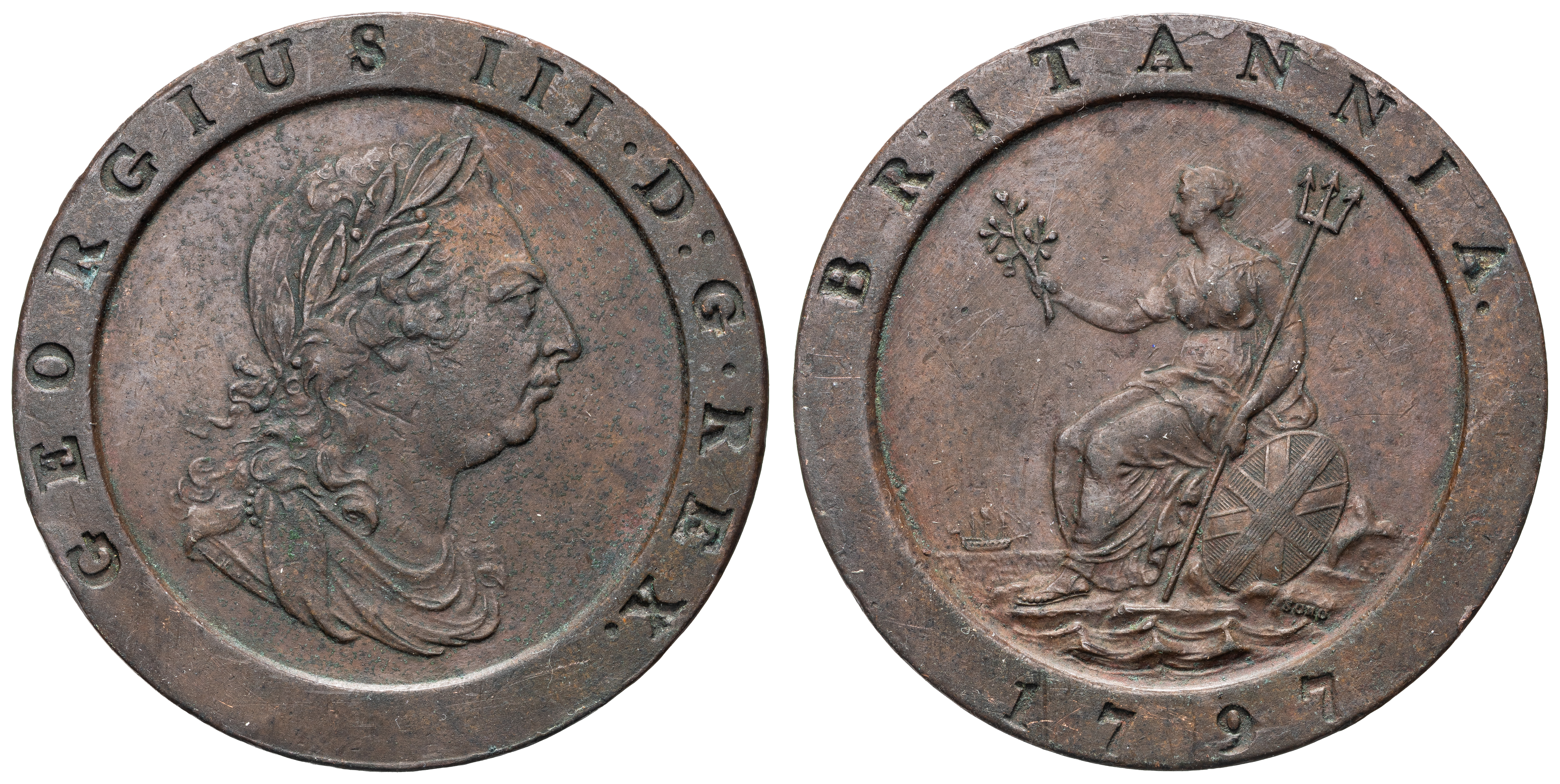 Great Britain, George III, Cartwheel, Two Pence, 1797, EF