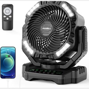 40000MAH BATTERY OPERATED CAMPING FAN, RECHARGEABLE HIGH VELOCITY FLOOR FAN, AUTO OSCILLATION REMOTE CONTROL TIMER - CORDLESS OUTD