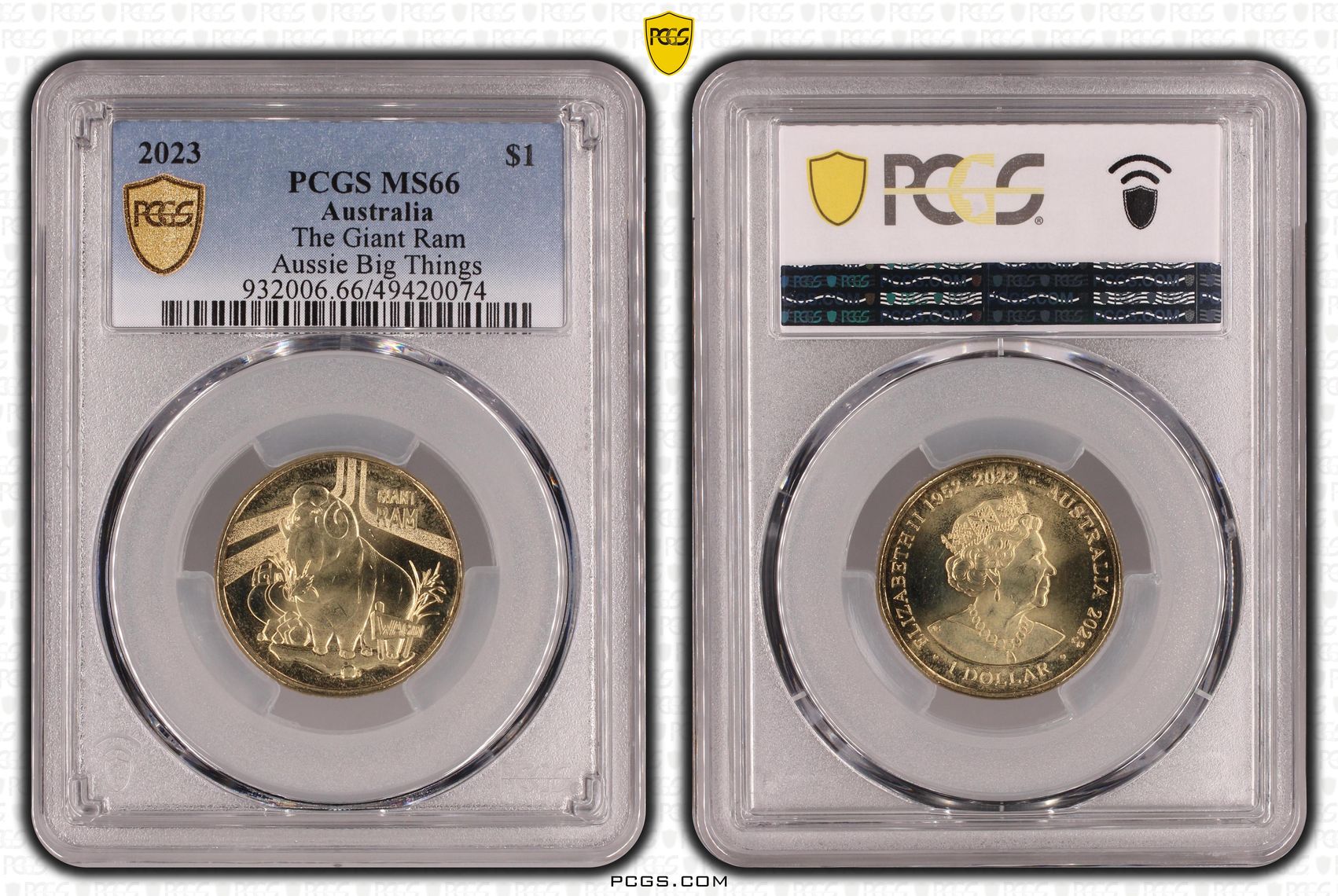 325 · The Giant Ram Aussie Big Things , One Dollar, 2023, PCGS MS66