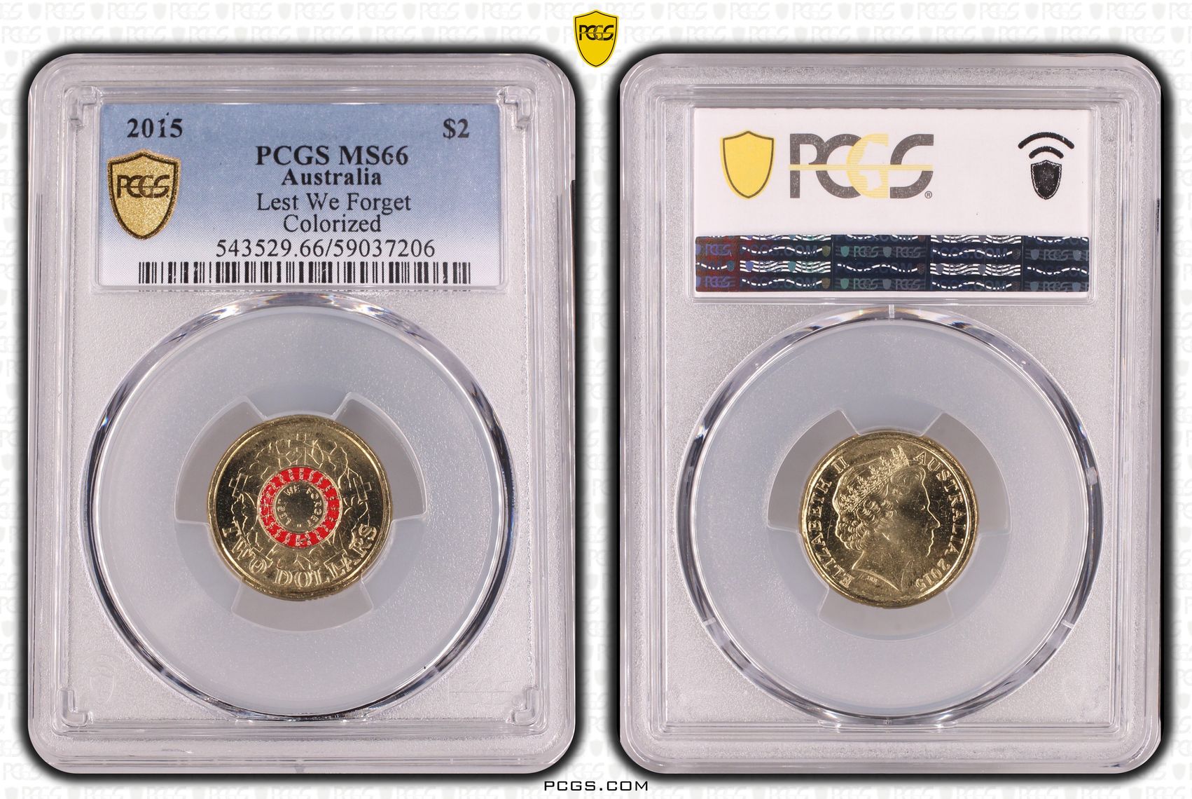 Lest We Forget Colorized, Two Dollar, 2015, PCGS MS66