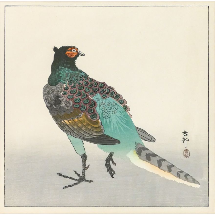Ohara Koson ''Pheasant'' Japanese Woodblock Print Matted