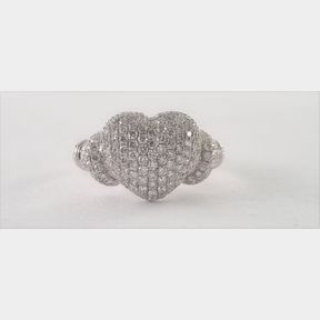 154 DIAMONDS = 1.43CTS COLOUR H/I CLARITY VS/SI IN 18CT WHITE GOLD HEART RING - 51629/042