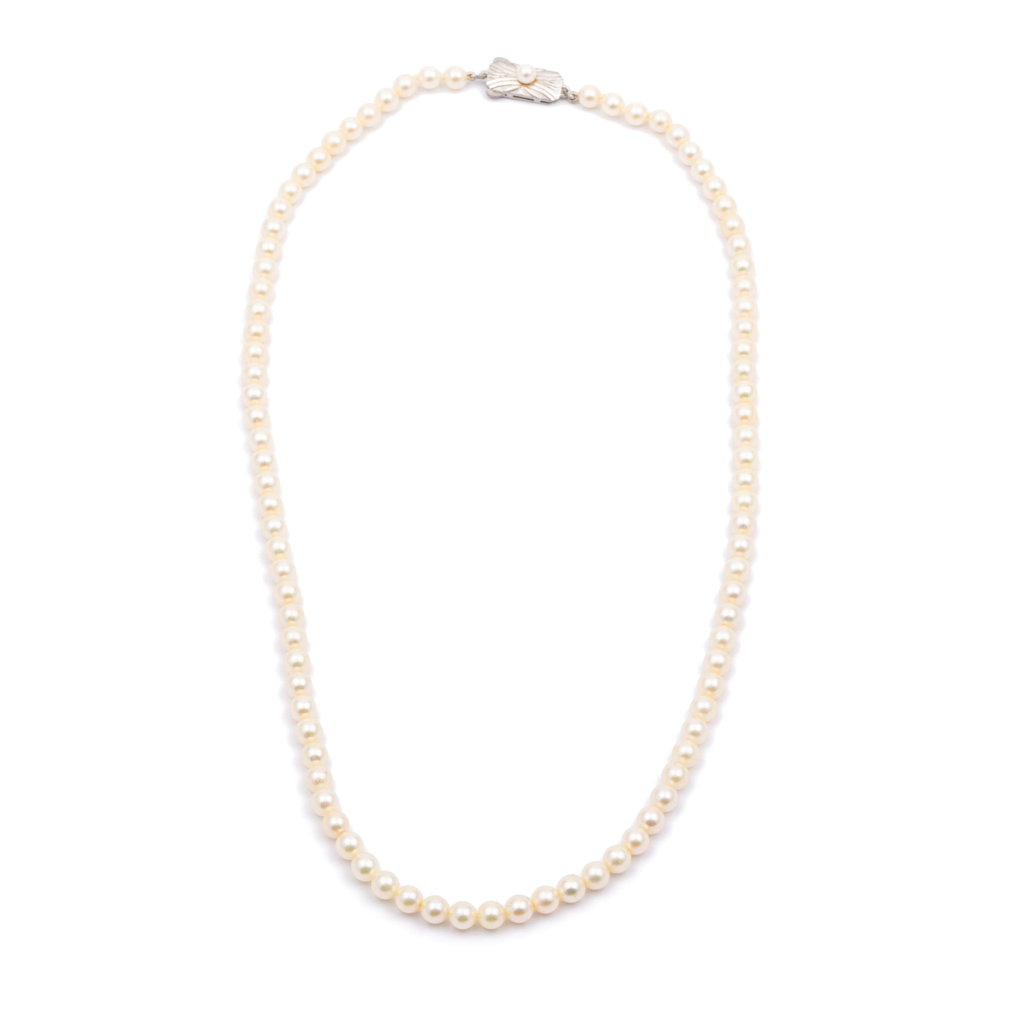 Mikimoto Pearl Strand with Silver Pearl Clasp,