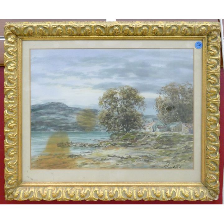 European Landscape Watercolor Gilt Framed 18''x22.5''