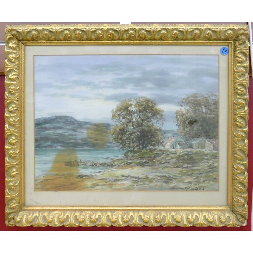 European Landscape Watercolor Gilt Framed 18''x22.5''
