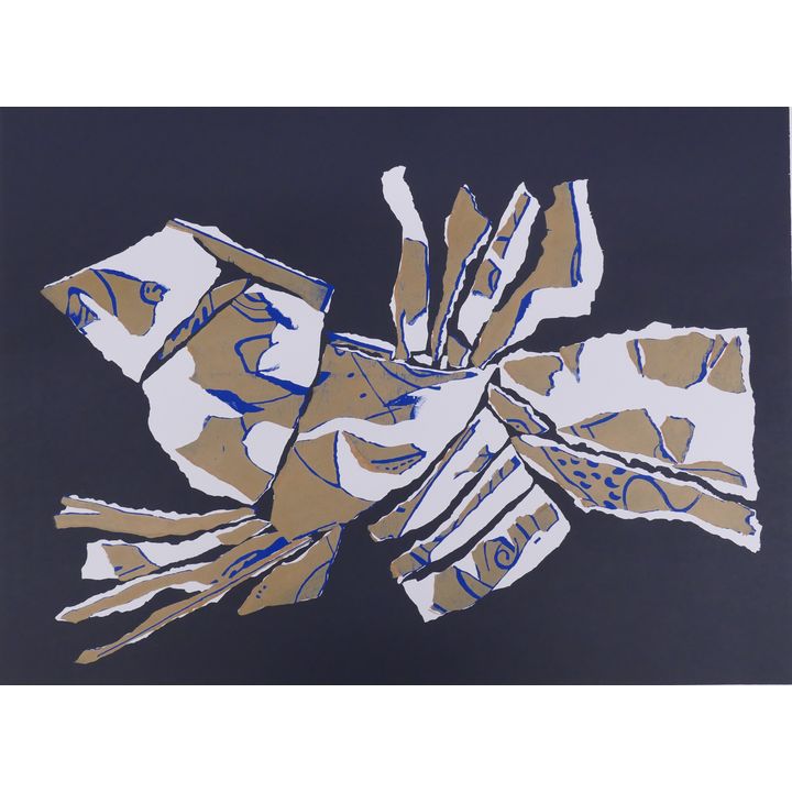Manuel Izquierdo (1928-2009, Oregon) 'The Finch's Fireflight' Artist Proof Color Screenprint on Paper. Dated 1987.