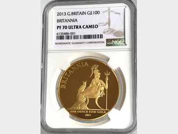 2013 ELIZABETH II GOLD PROOF 100 POUND BRITANNIA PF70 UCAM