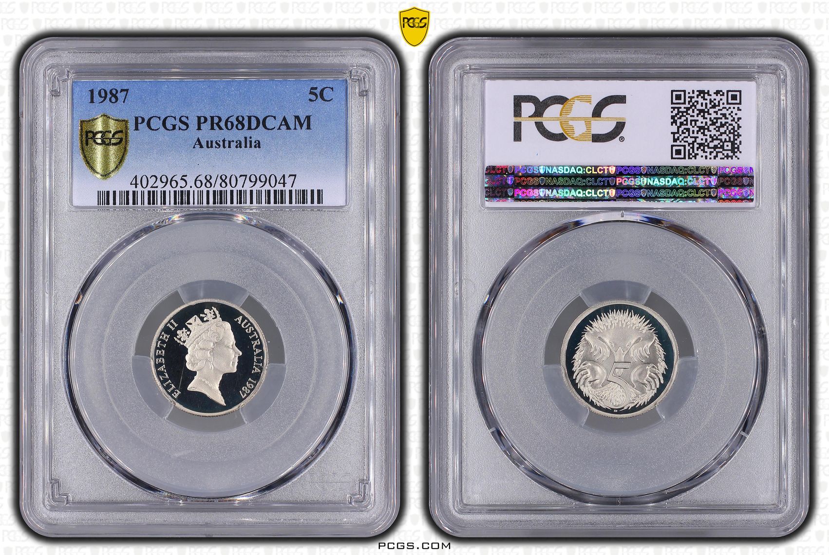 Elizabeth II, Five Cent, 1987, PCGS PR68DCAM